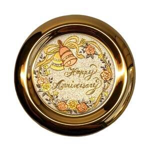 Chokin Art Happy Anniversary trinket box vintage 1970s
